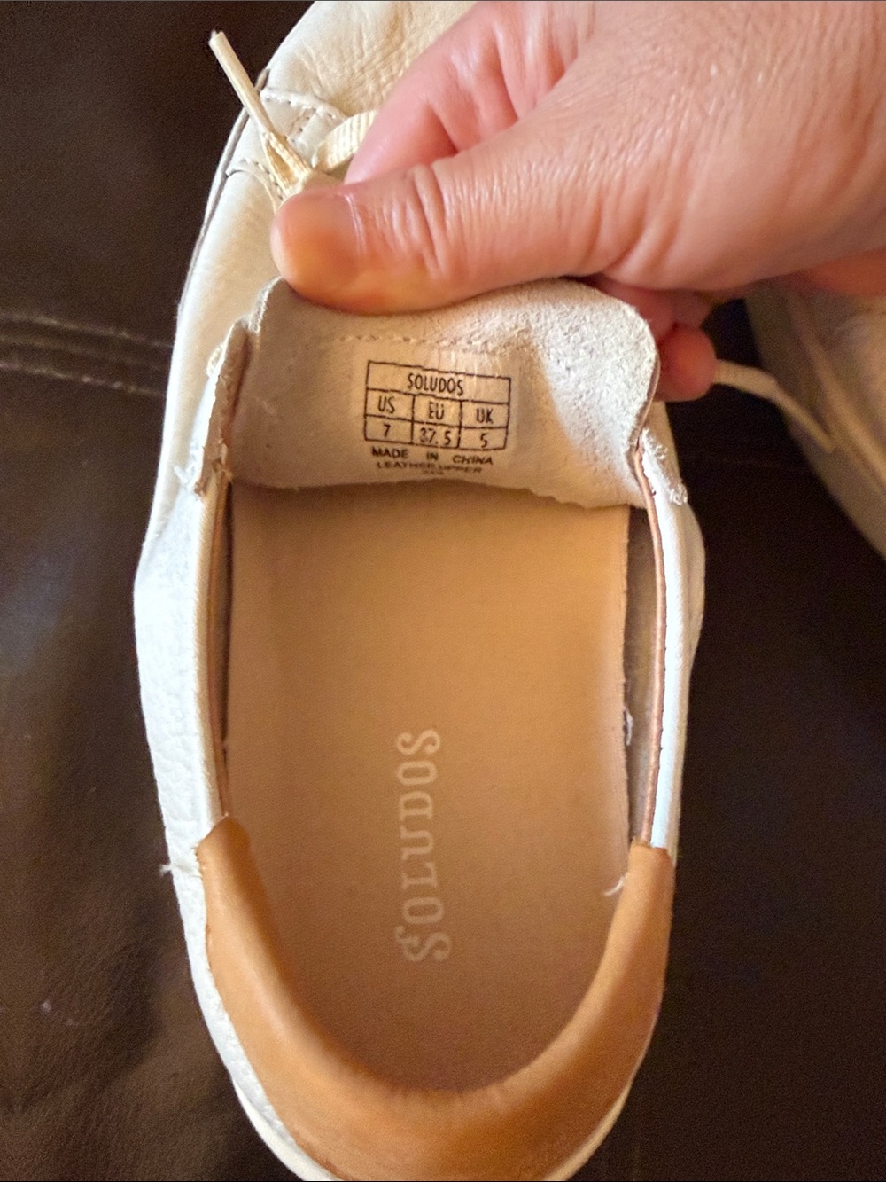 Soludos White Leather Classic Ibiza Sneakers with Tan Heel Accent - Picture 5 of 7